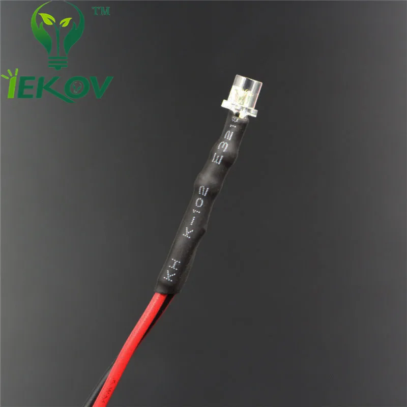 100 шт. LED 3 мм диод УФ Предварительно проводной резистор 9-12 в плоский верх широкий