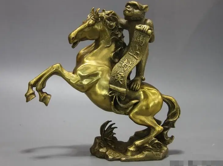 Китайские латунные фэншуй счастливая обезьянка катание лошадь сразу же получить