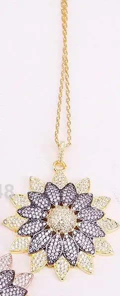Gold Necklace 5 нитей ZYZ323-8910 CZ микро проложить цветок кулон цепочки и ожерелья, фианит цветок очарование золото, серебро, розовое золото, цвета Gunmetal - Окраска металла: Gold Necklace