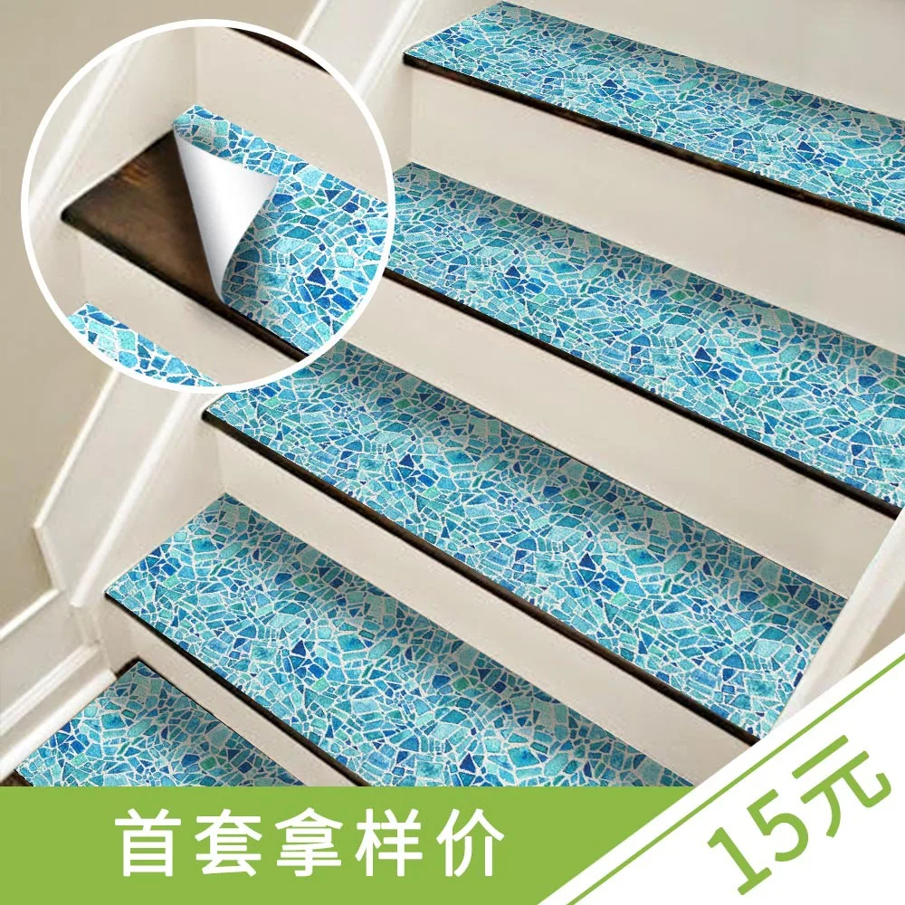 Фотообои для дома Funlife с голубой мозаикой сделай сам наклейки лестницы двери