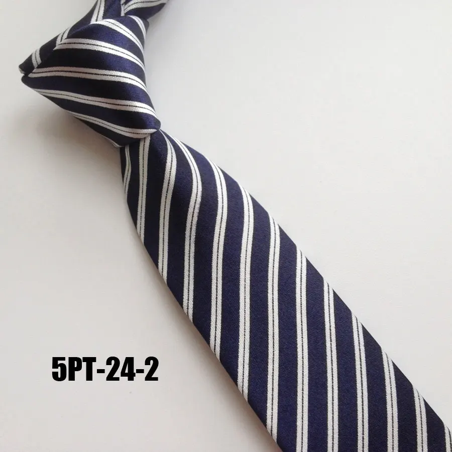 

5cm Young Men Narrow Tie Fashion Business Ties Navy Blue with White Stripes