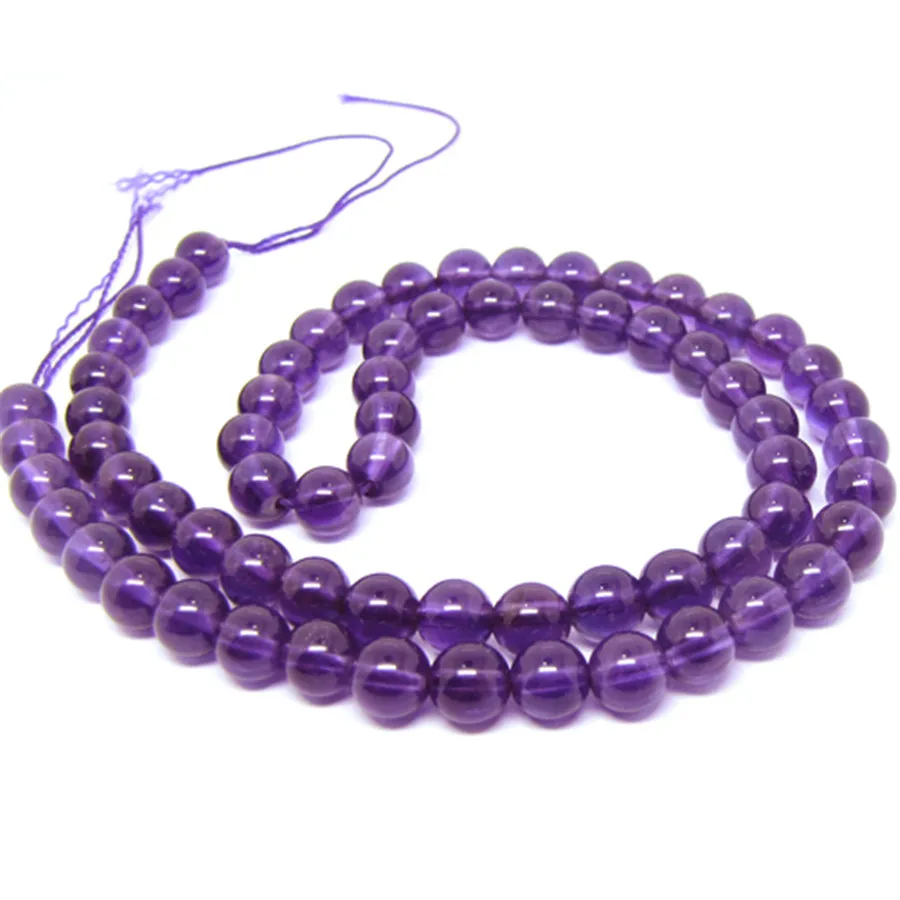Genuine Natural Purple Amethyst Gemstone Crystal Round Bead Fine Jewelry 6mm Necklaces Bracelets DIY Beads | Украшения и