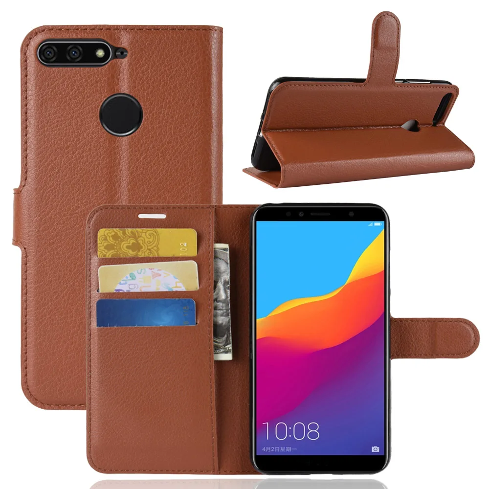 Роскошный кожаный чехол кошелек с откидной крышкой и подставкой для Huawei Honor 7A Pro/