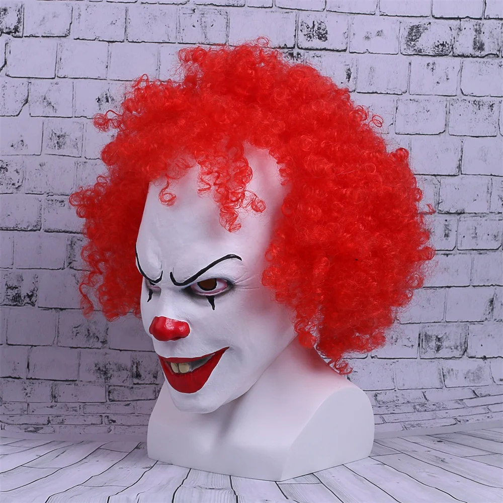 Маска в стиле фильма Stephen King's It маски для косплея красные волосы клоун Джокер