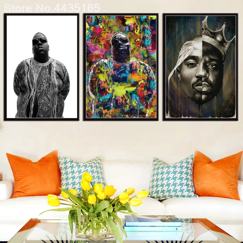 Плакаты и принты, известные B.I.G. Biggie Тупак Шакур плакат Настенная картина Искусство Холст Картина для украшения комнаты домашний декор