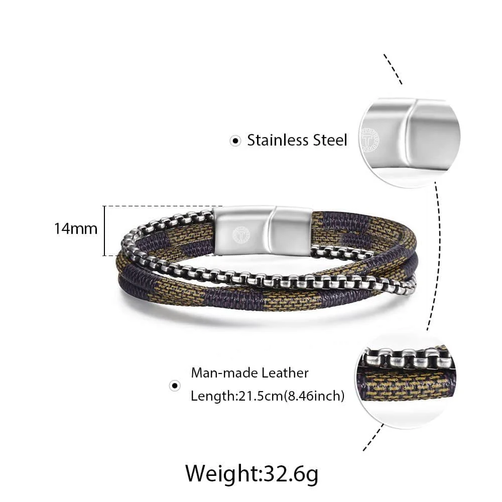Новые 3 Слои кожаный браслет для мужчин мальчиков женские Нержавеющая сталь