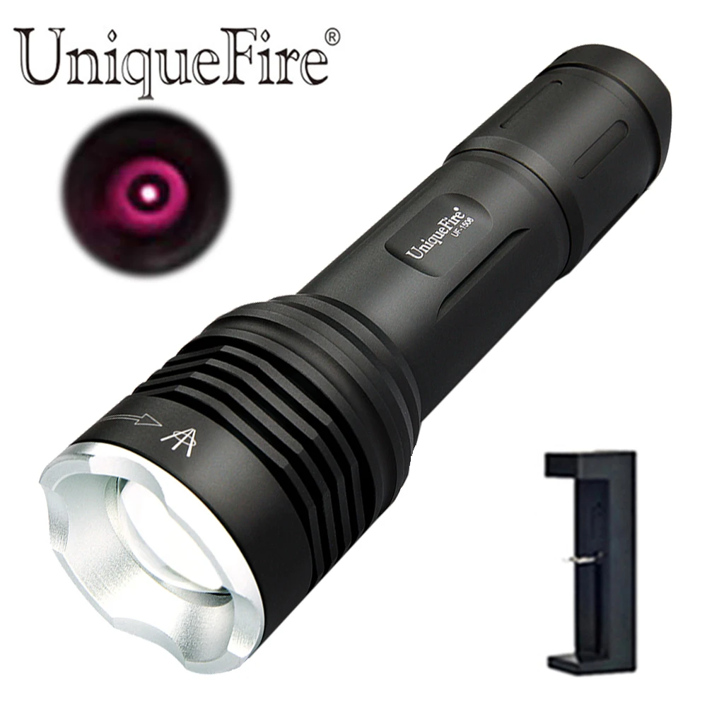 

UniqueFire IR 850nm LED Flashlight UF-1506 Focusable Infrared Hunting Torch Lamp For Night Hunting+One-Slot Charger