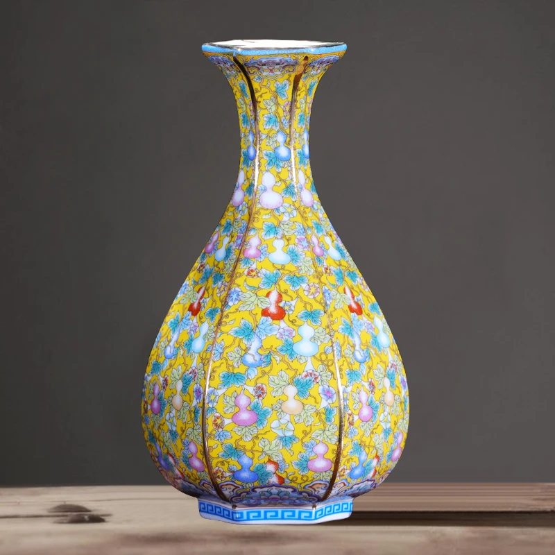 Jingdezhen Ceramic Vase Imitating Yongzheng Enamel Antique Retro Arrangements New Chinese Home Living Room Decorations | Дом и сад