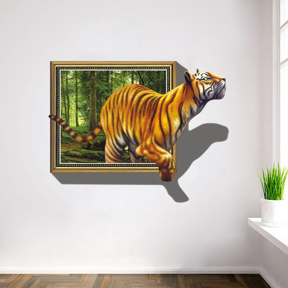 Новинка креативная Настенная Наклейка 3D Трехмерная s Тигр интересная 9168017|tiger wall