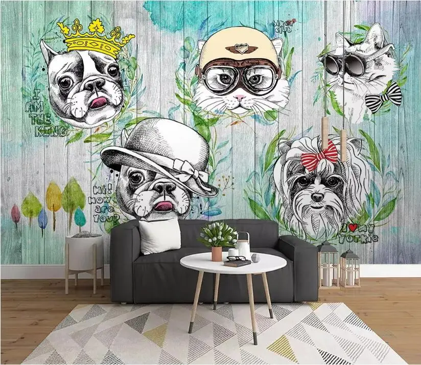 Beibehang пользовательские фото 3D Настенные обои животное кошка собака мультфильм детская комната фон 3D живопись обои домашний декор