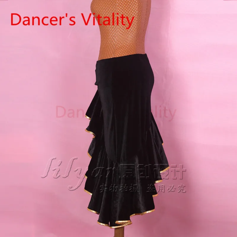2017 платье для латинских танцев женская короткая юбка с волнистыми краями Сальса