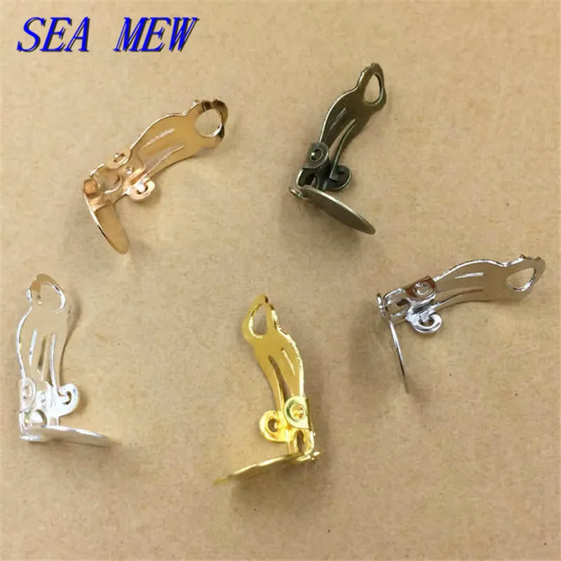 SEA MEW, 100 шт, 10 мм, железные клипсы для ушей для женщин, не пирсинг, серьга в виде клипсы, проволока для ушей, крючки, фурнитура для изготовления ювелирных изделий
