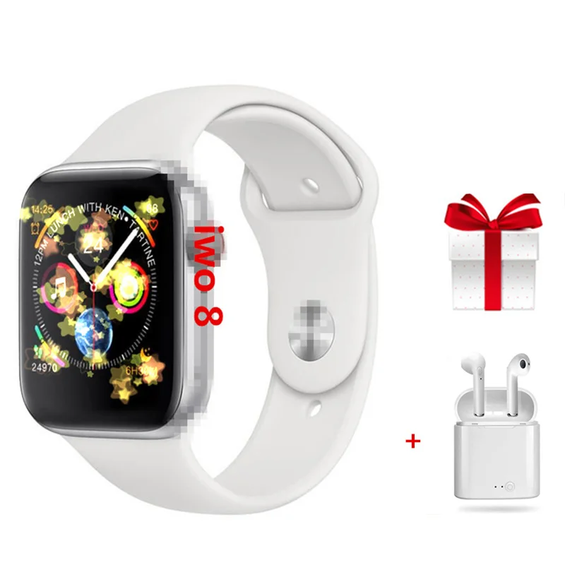 white IWO 9 44 мм серия 4 1:1 MTK2502C Bluetooth Смарт часы модные красные круглые кнопки для iOS Android сердечного ритма ЭКГ VS IWO 5 6 8 - Цвет: white