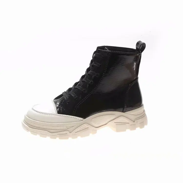 2019 г. новые весенние женские ботинки на шнуровке толстой подошве бархатные