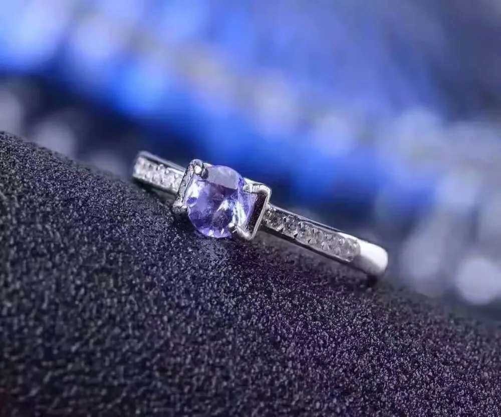 Кольцо из серебра 925 пробы с натуральным танзанитом 5 мм|ring 5mm|ring designring solid |