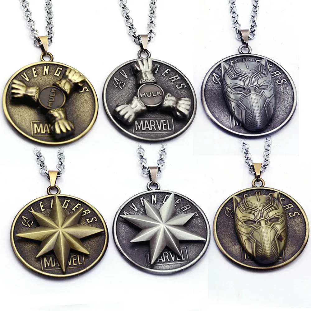 Капитан Марвел Халк Черная пантера символ Мстители ожерелье фигурка модель