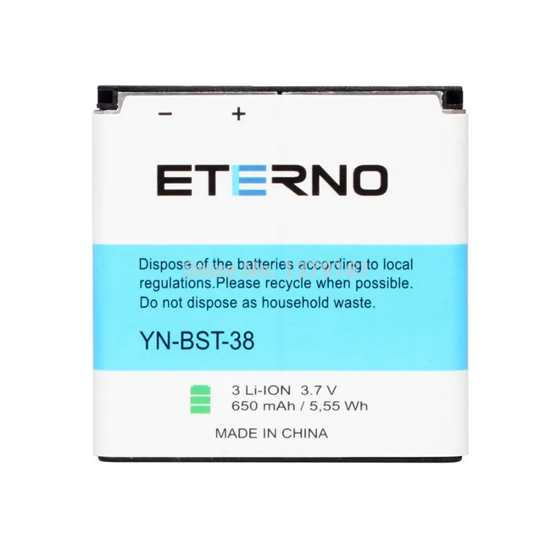Запасная батарея ETERNO BST-38 для Sony Ericsson W995 C510 C902 C905 K770I K850 W580I R306 R306C S500i Xperia X10 Mini 650mAh |
