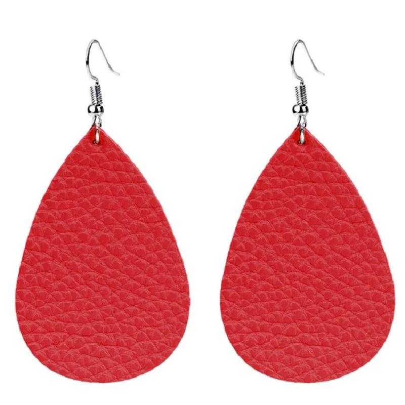 

30pcs Colorful Luxury Light Bright Leather Teardrop Jewelry Earrings