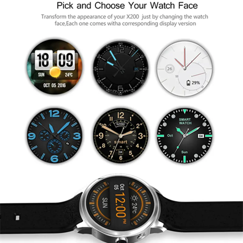 Спортивные часы для мужчин X200 smart watch с 2MP камеры gps + 3g 16 GB Поддержка ШАГОМЕР Сердце