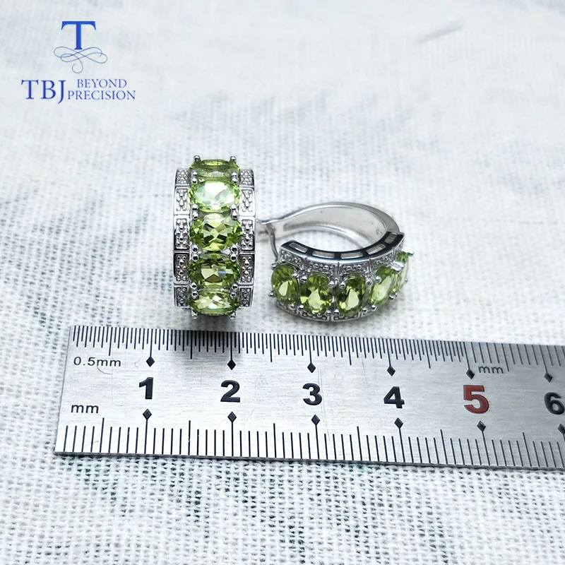 Женские серьги с натуральным Перидотом TBJ Изящные Ювелирные украшения из серебра