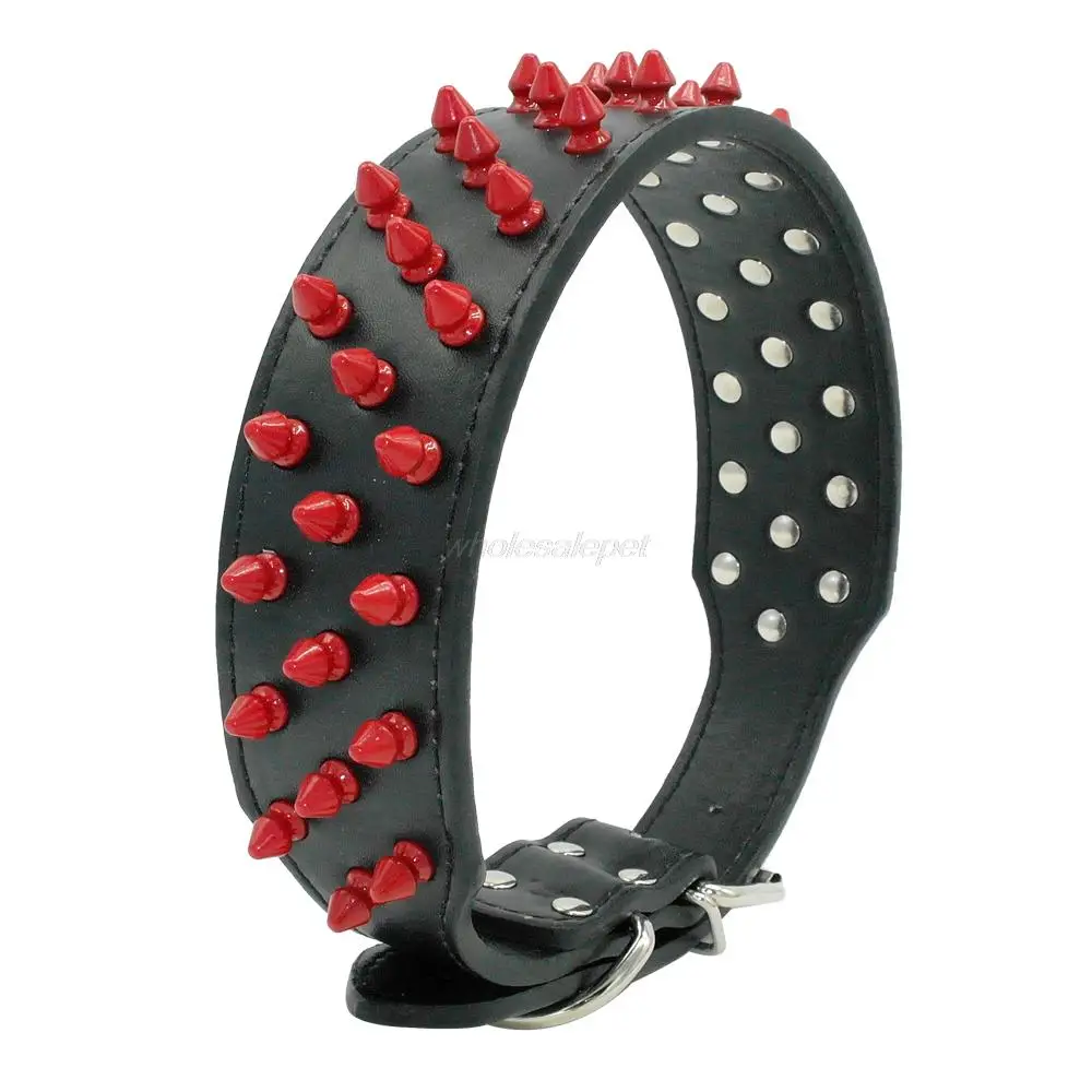 2 дюйма широкий регулируемый искусственная кожа шипами подбитый Собачий Ошейник