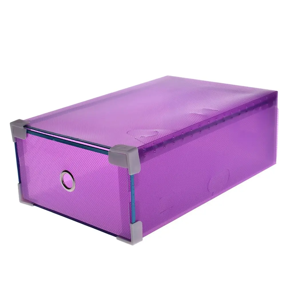 purple 1 шт. Детский/женский/мужской домашний пластиковый ящик для хранения обуви и ящик Штабелируемый Органайзер складной прозрачный бытовой ящик - Цвет: purple