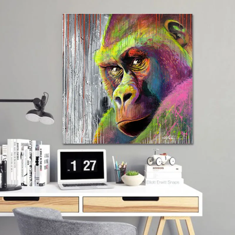 gorilla01 Самоотверженные современные картины животных красочные гориллы настенные картины для гостиной поп принты для художественных холстов и постеры без рамок - Цвет: gorilla01
