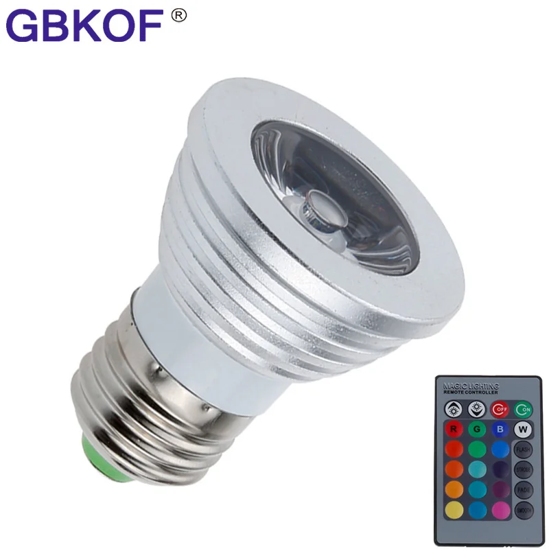 E27 RGB светодиодный светильник 16 цветов s 3 Вт E14 MR16 GU10 RGB светодиодный светильник Точечный светильник многоцветный с дистанционным управлением вечерние украшения
