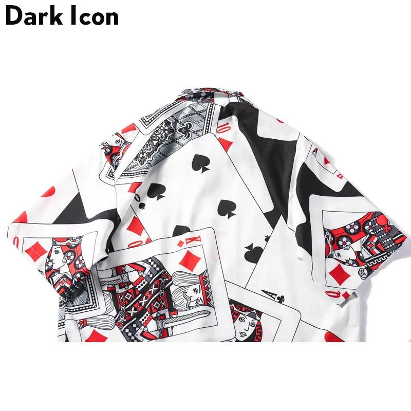 Мужская рубашка с отложным воротником Dark Icon летняя в стиле ретро принтом короля