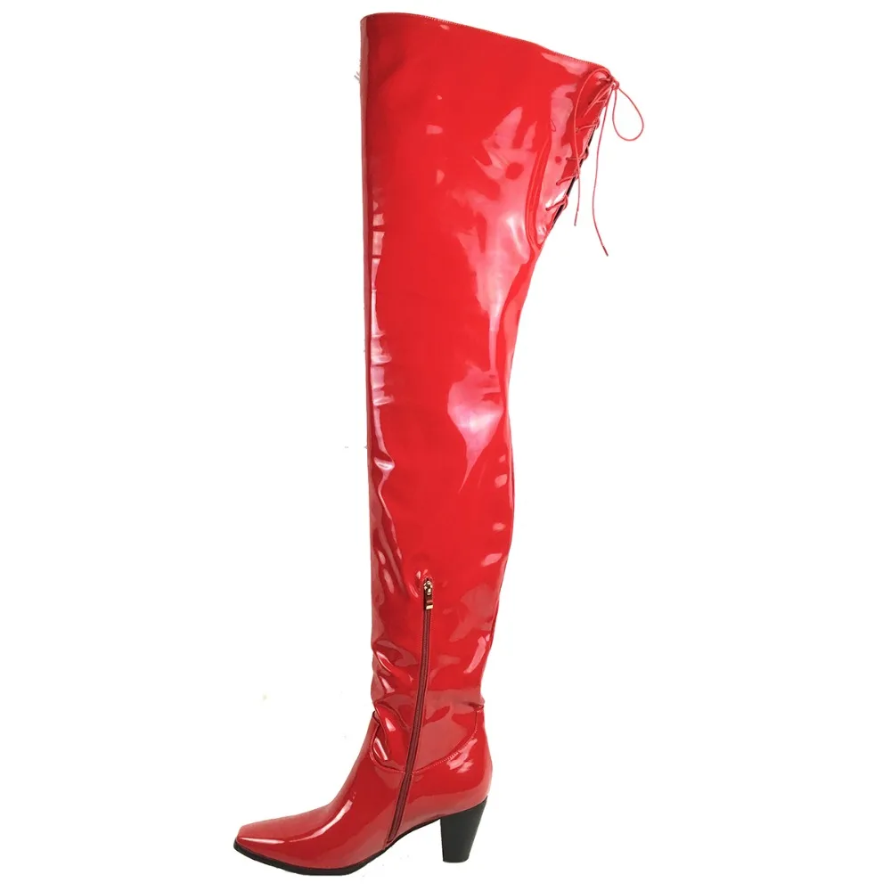 Женские ботфорты с квадратным носком на квадратном каблуке Зимние высокие