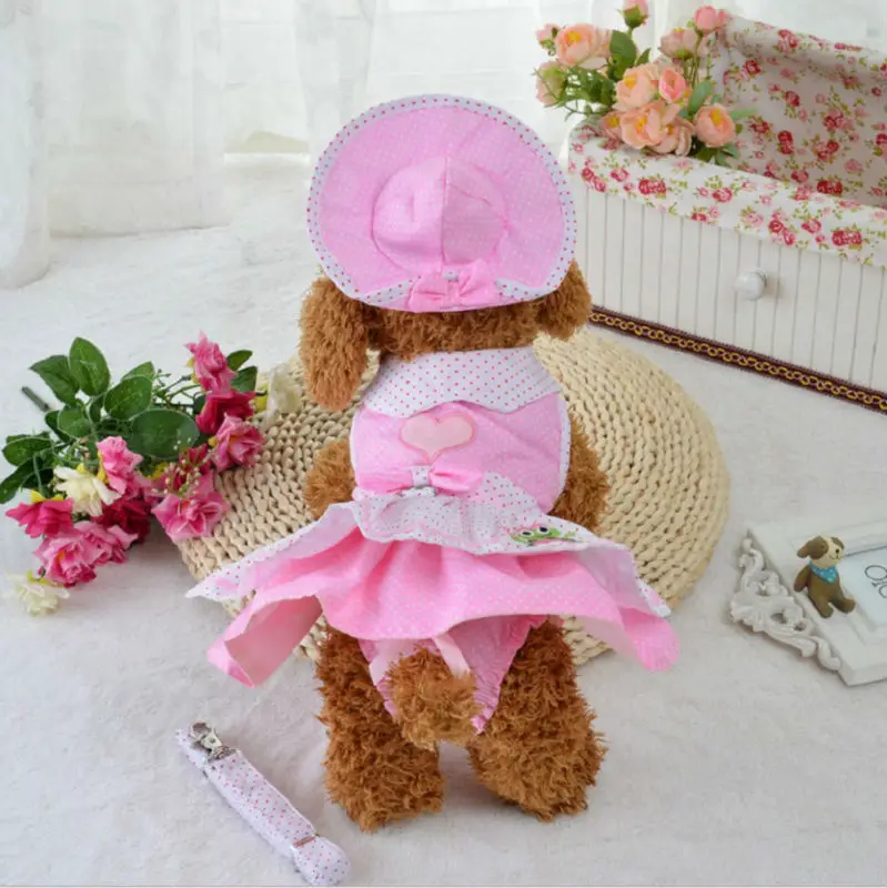 FS15 Tracked Sweety Pet dresses Set Dog Puppy Cats Dress + Harness Leash Collar Hat Headwear Physiological Sanitary Panty | Дом и сад