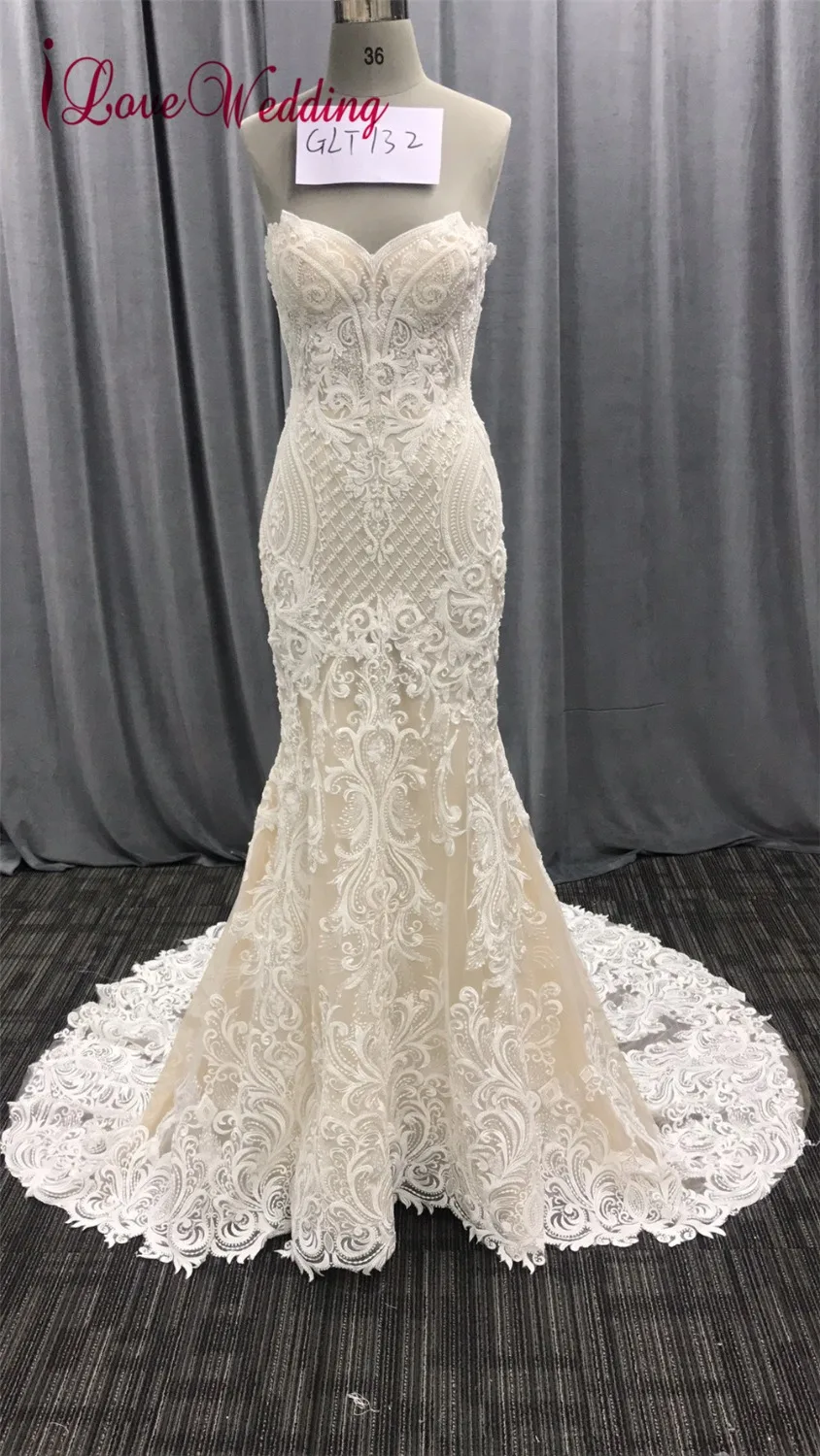 ILoveWedding 2019 Vestidos de novia без бретелек кружевное нежное украшенное бисером со шлейфом