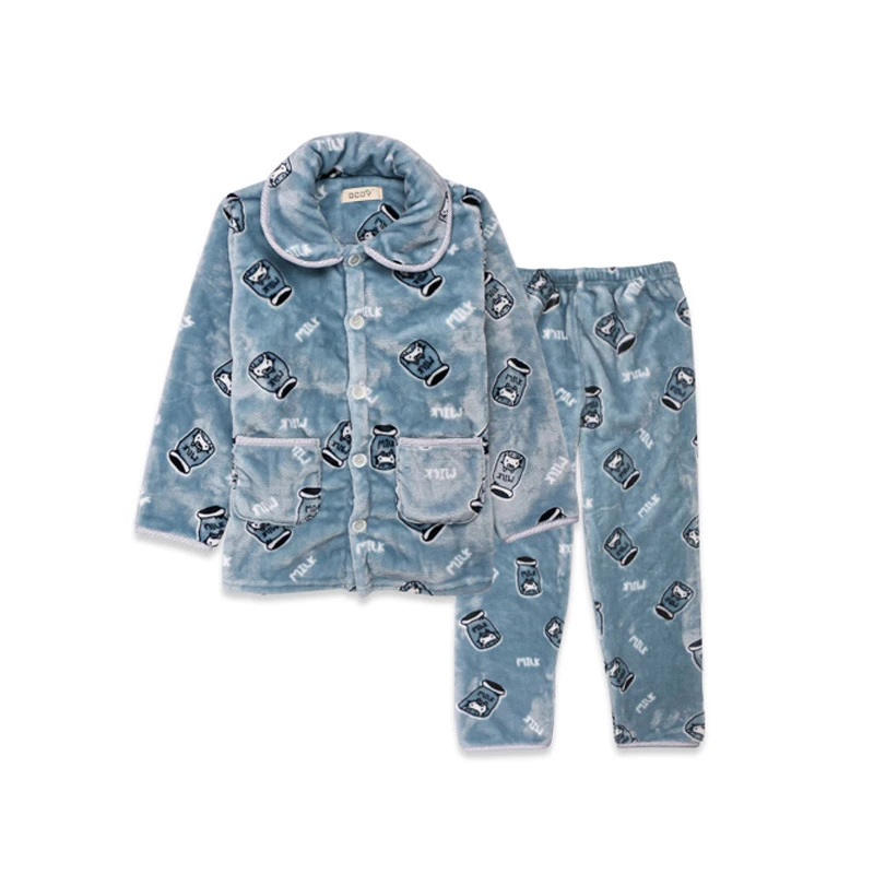 Детские фланелевые пижамы Зимние теплые пижамные комплекты с героями