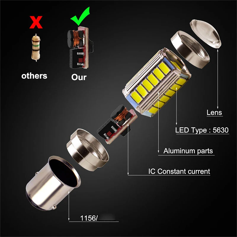 2x1156 BA15s P21W 33 SMD 5630 Светодиодный автомобильный тормозной светильник s задний фонарь