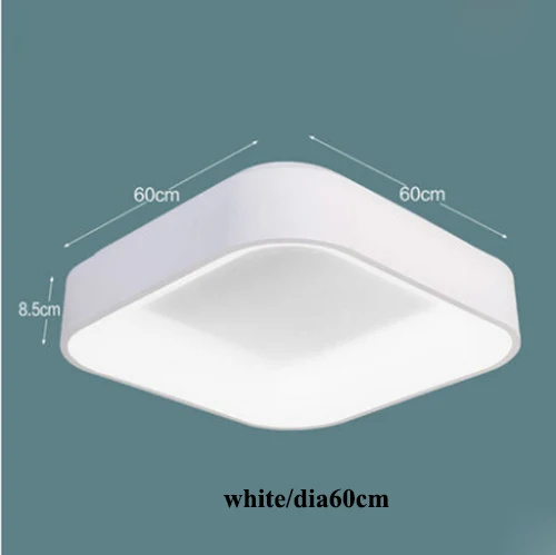 white-dia60cm Скандинавский простой акриловый светодиодный потолочный светильник с регулируемой яркостью, квадратный алюминиевый светодиодный потолочный светильник для спальни, светодиодный потолочный светильник для гостиной - Цвет корпуса: white-dia60cm