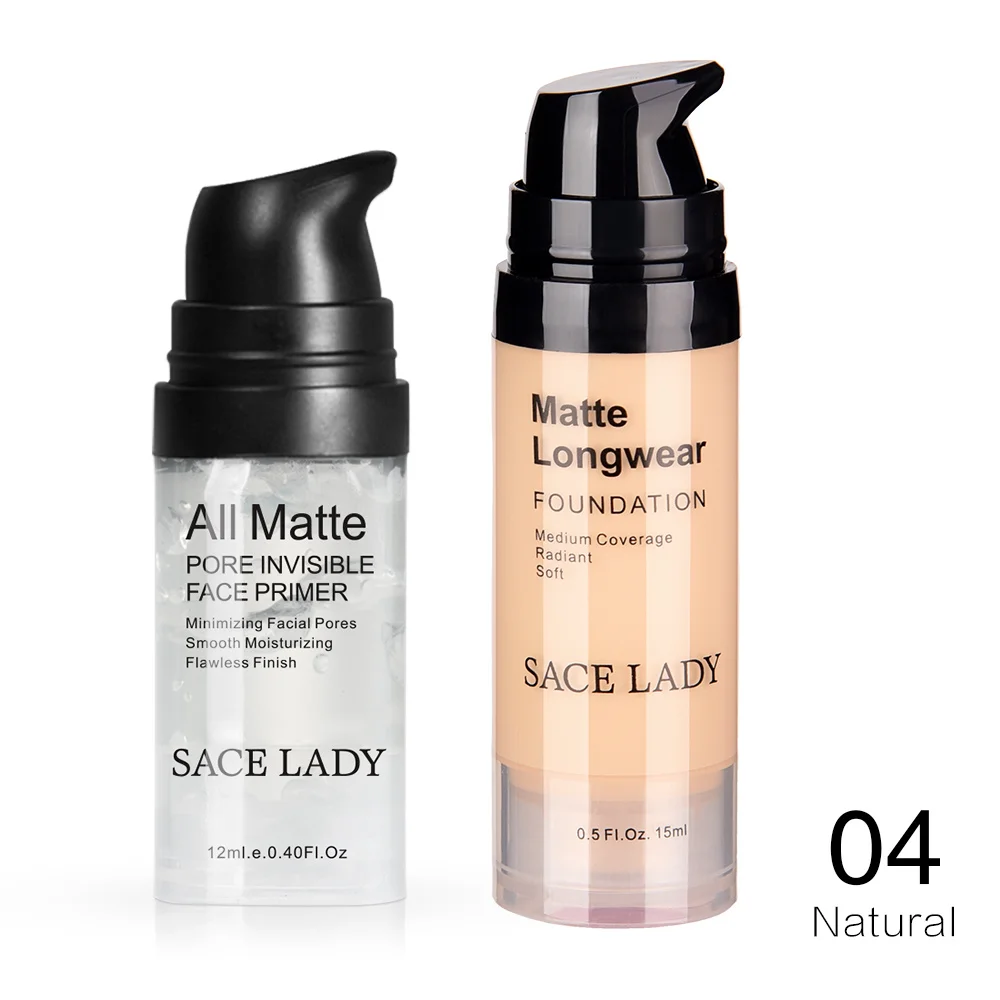 SACE LADY, праймер для лица, набор для макияжа, Жидкая основа, крем, водостойкая матовая основа, макияж, натуральный консилер, контроль жирности, косметика - Цвет: 04 Face Makeup Set