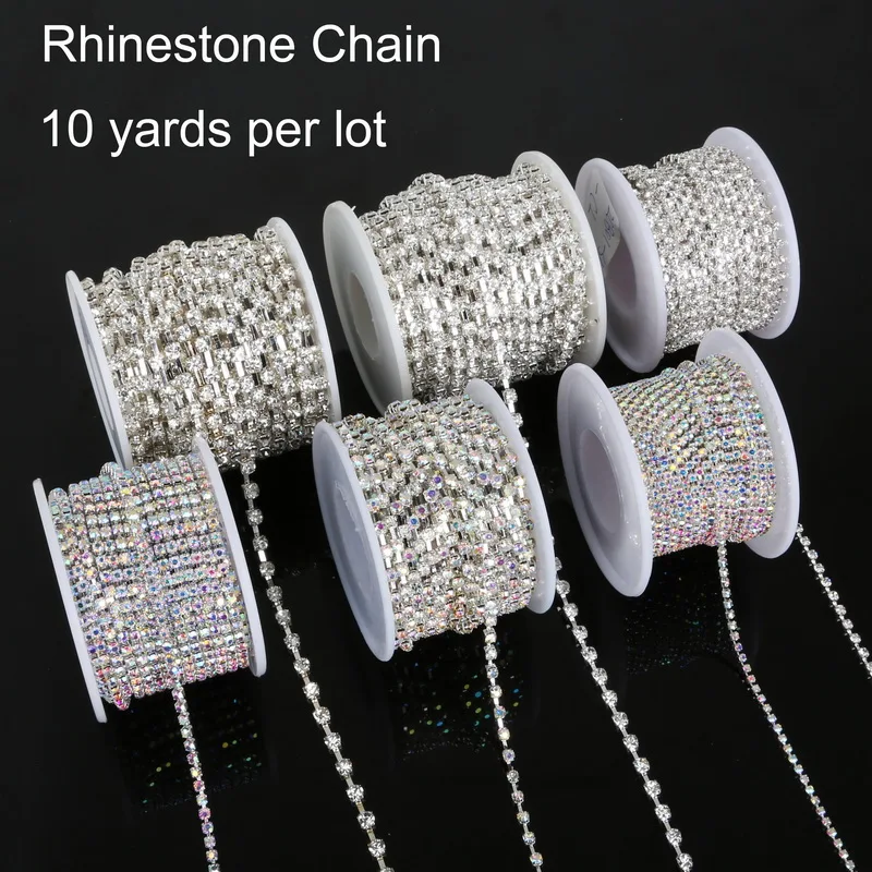 NiceBeads 10 ярдов/рулон медная цепочка со стразами коготь с прозрачным/белым стеклом