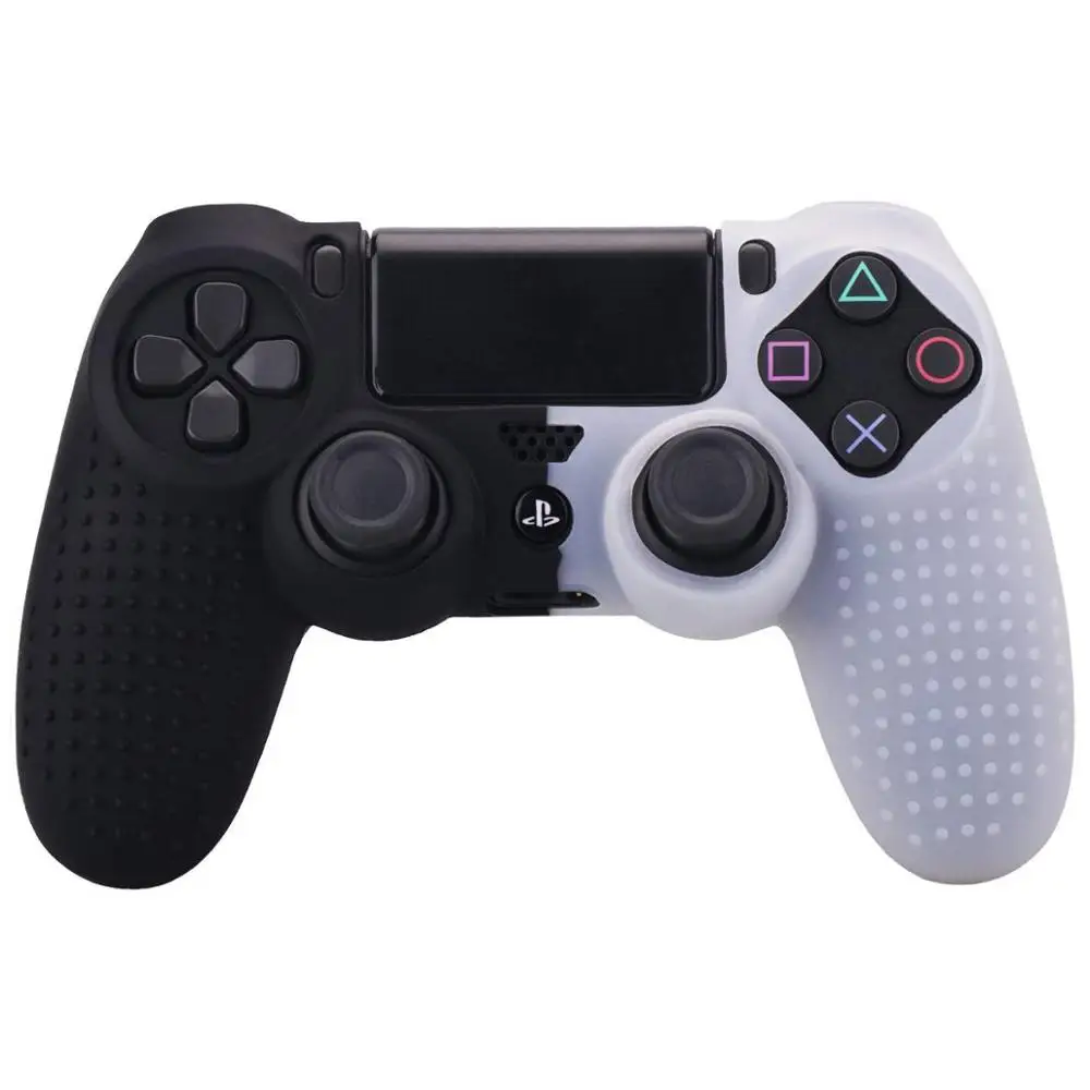 YOTEEN для Dualshock 4 чехол с шипами в горошек силиконовый резиновый гелевый Чехол для sony PS4 Slim/Pro Чехол для контроллера красный синий - Цвет: black and white