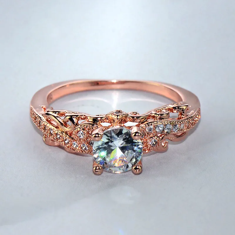 Кольцо женское круглое с фианитом небольшое модное Ювелирное Украшение