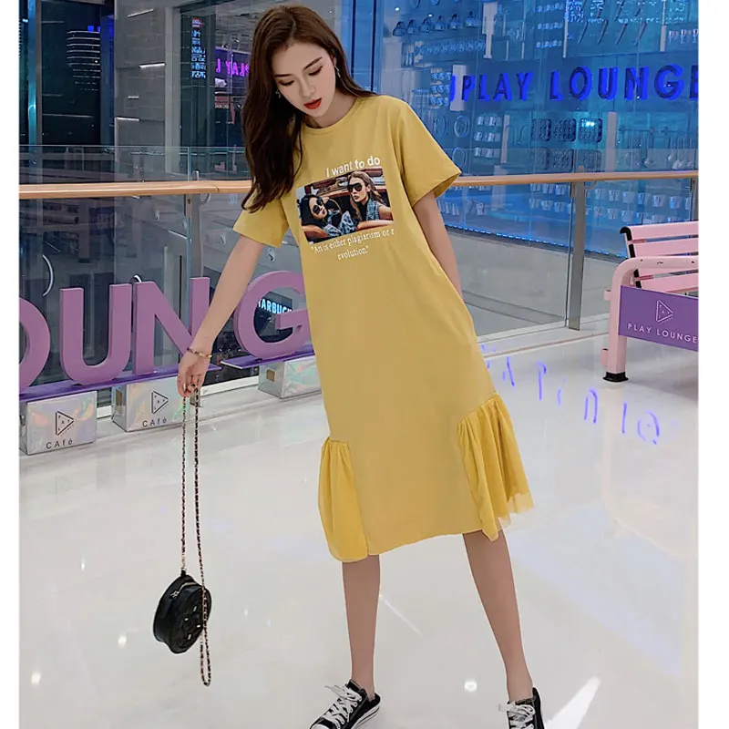 Новая летняя женская одежда Корея сплошной цвет фото украшения низ сетки шить