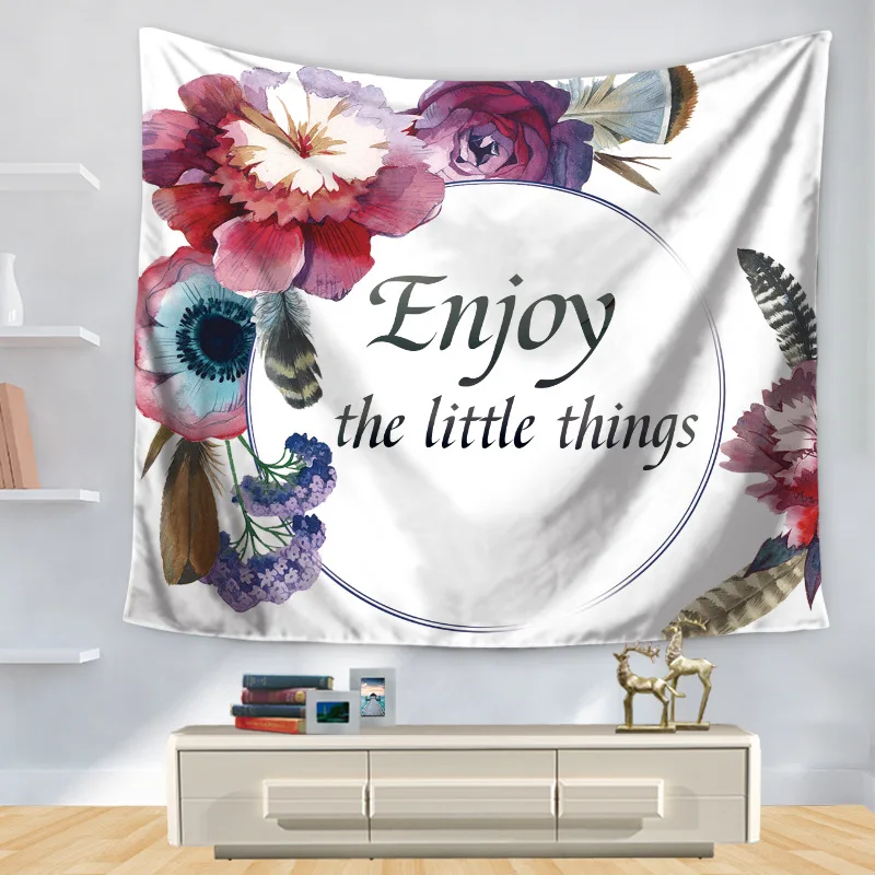 

Home Decorative Wall Hanging Carpet Tapestry 130x150cm Rectangle Bedspread Flower Floral Letter Pattern GT1138