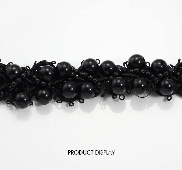 Отделка из бисера и жемчуга плетеная Черная кружевная отделка аппликация для