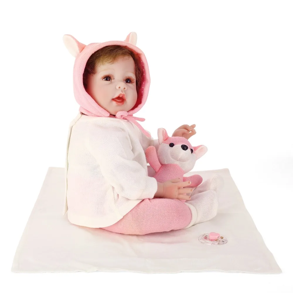 Силиконовая кукла-Новорожденный NPKCOLLECTION 55 см игрушки с соской куклы прекрасный