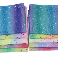 1 64 m gradient rainbow stars moon sequin mesh fabric diy stage clothes wedding party decor princess skirt doll decorative gift
