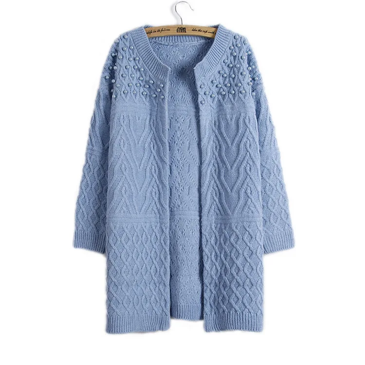 Autumn Women Causual Sweater Long-sleeved Loose Beaded Cardigan Female Knitted Open Stitch New Fashion Coats Outwear 2018 Jacket |
