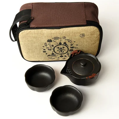 Chinese Travel Kung Fu Tea Set coffee setsCeramic Portable Teacup Porcelain Service Gaiwan Tea Cups Mug of Tea Ceremony Teapot - Цвет: Fast cup-H