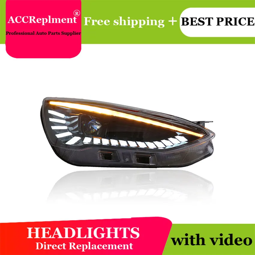 

Auto Lighting Style LED Head Lamp for Ford Focus led headlights 2019 signal led drl H7 hid Bi-Xenon Lens low beam