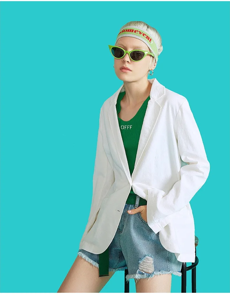 Toyouth New Autumn Chic Korean White Blazer Feminino Casual Long Sleeve Office Ladies Coats Plus Size Workwear Women Jackets