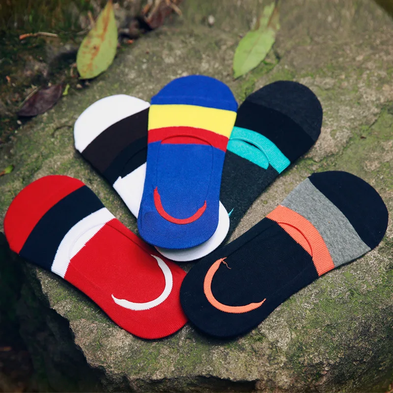 10 Пар/лот Невидимка широкий летом потовые носки хлопчатобумажные полосатые