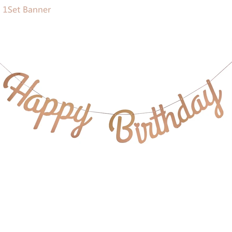 birthday banner Розовое золото конфетти балоны фольга шампанское Звезда шар свадебные шары из латекса globos BabyShower День Рождения украшения принадлежности - Цвет: birthday banner